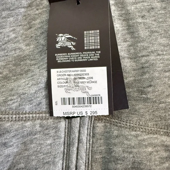 Burberry Gray Hoodie with Plaid Detail - Picture 3 of 4
